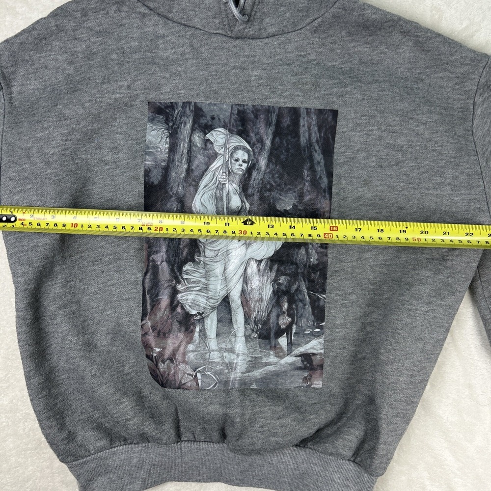 Hua Hua Jiang Brand Graphic Hoodie Grey Christina Pettersson Print Pullover Sz S - Picture 4 of 7
